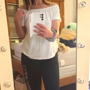 White Off The Shoulder Flowy Boho Top